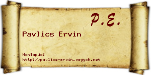 Pavlics Ervin névjegykártya