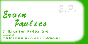 ervin pavlics business card
